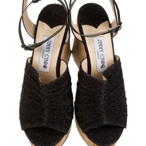 Jimmy Choo Black Cork Wedges